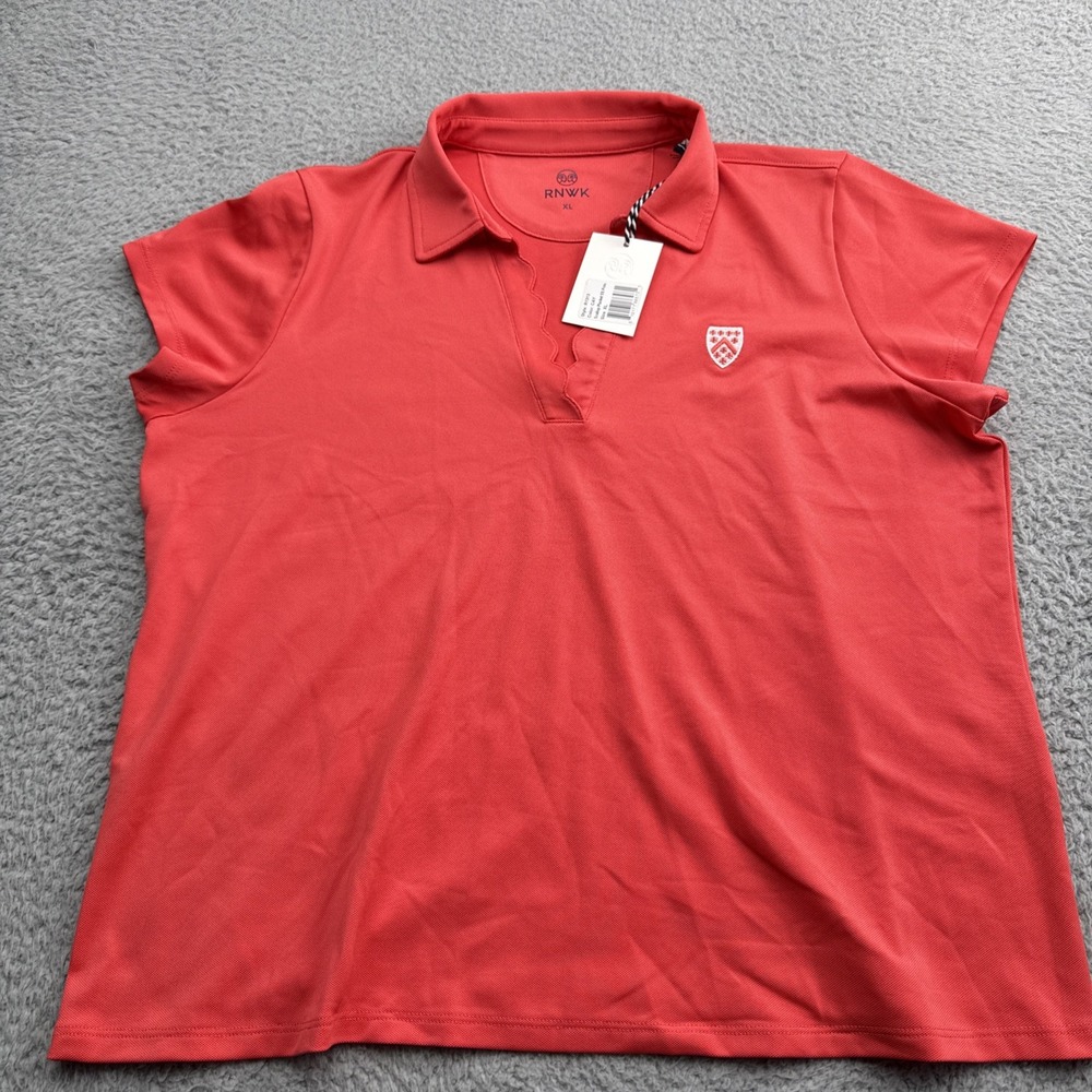 Renwick RNWK Golf Polo Shirt Women XL Pink NWT Scallop Pima Cotton Berkley Hall